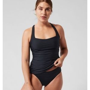 36 D/DD Athleta Square Neck Bra Cup Tankini Black Swim Top